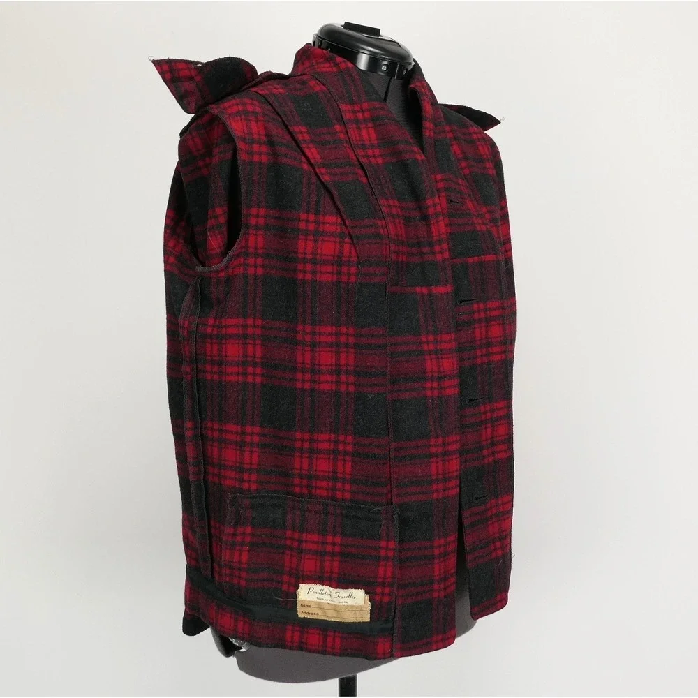 VTG Pendleton Traveller Buffalo Plaid Virgin Wool Shirt Jacket S/M True '50s VTG - Picture 11 of 13